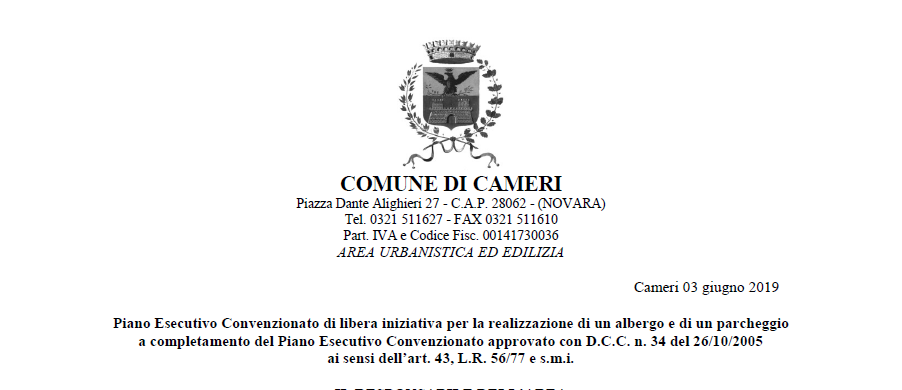 Accoglimento PEC completamento intervento turistico ricettivo in Strada per Novara