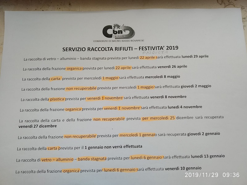 SERVIZIO DI RACCOLTA RIFIUTI