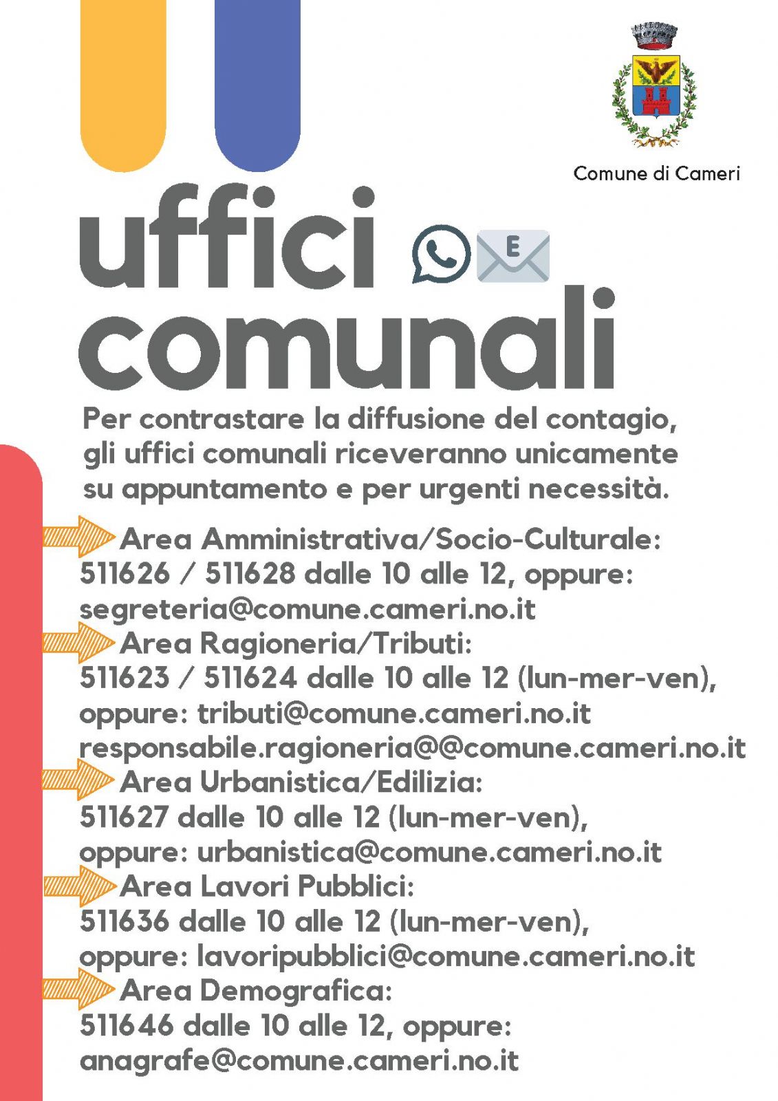 COMUNICAZIONE RELATIVA AGLI UFFICI COMUNALI