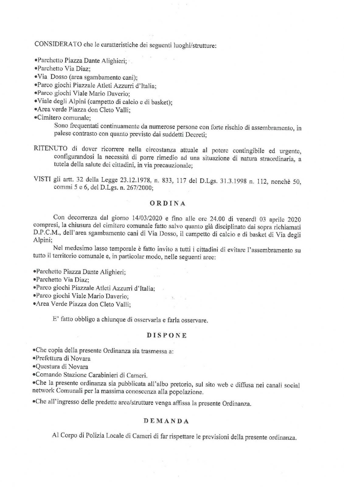 ORDINANZA SINDACALE N. 9