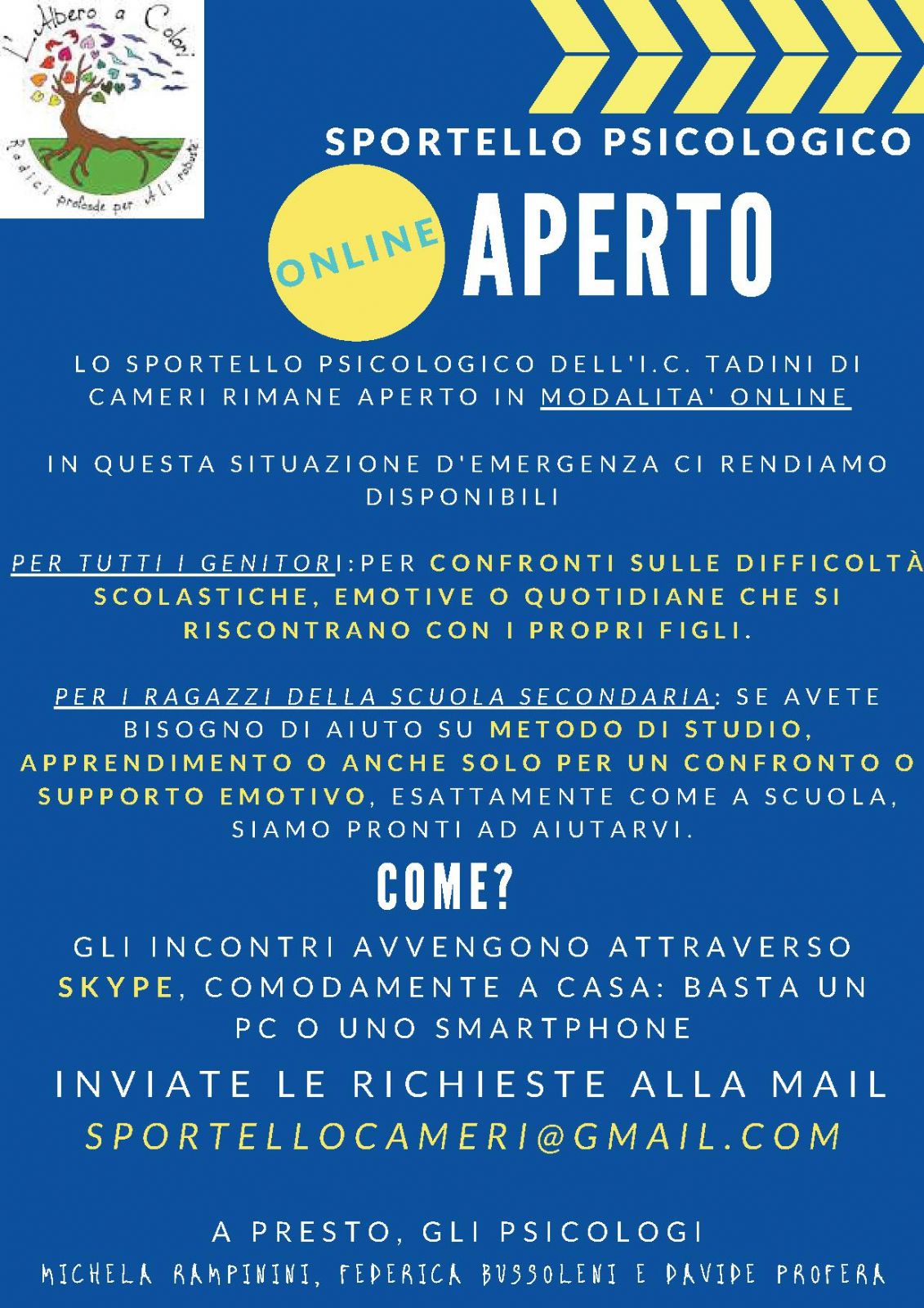 SPORTELLO PSICOLOGICO PRESSO ISTITUTO TADINI