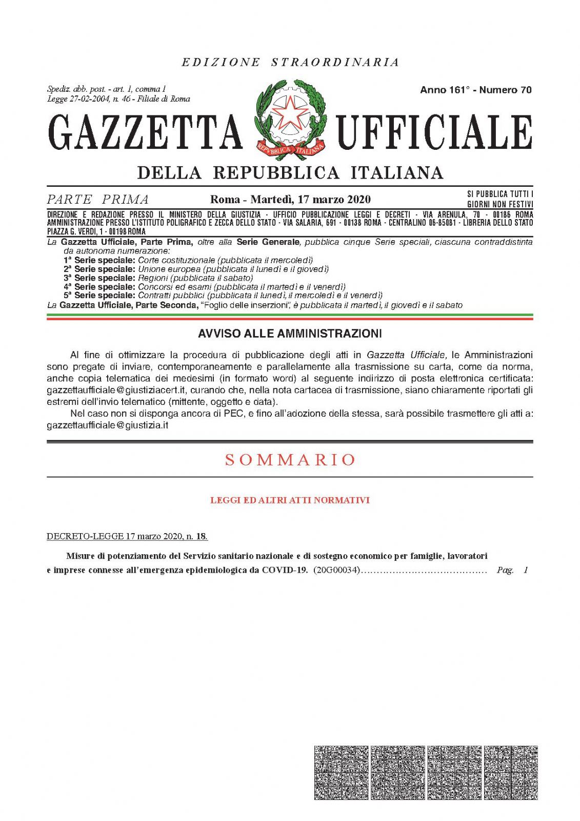MISURE DI POTENZIAMENTO CONNESSE ALL'EMERGENZA COVID 19