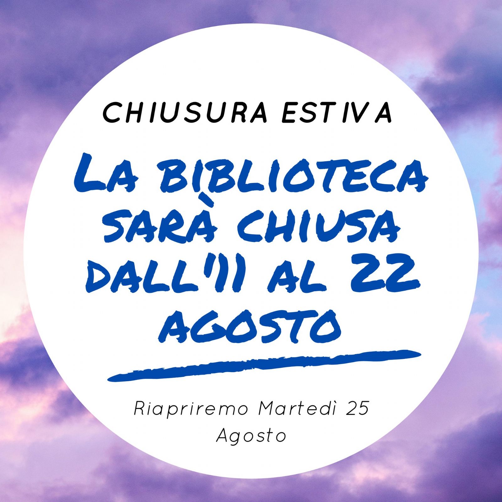 Chiusura estiva biblioteca