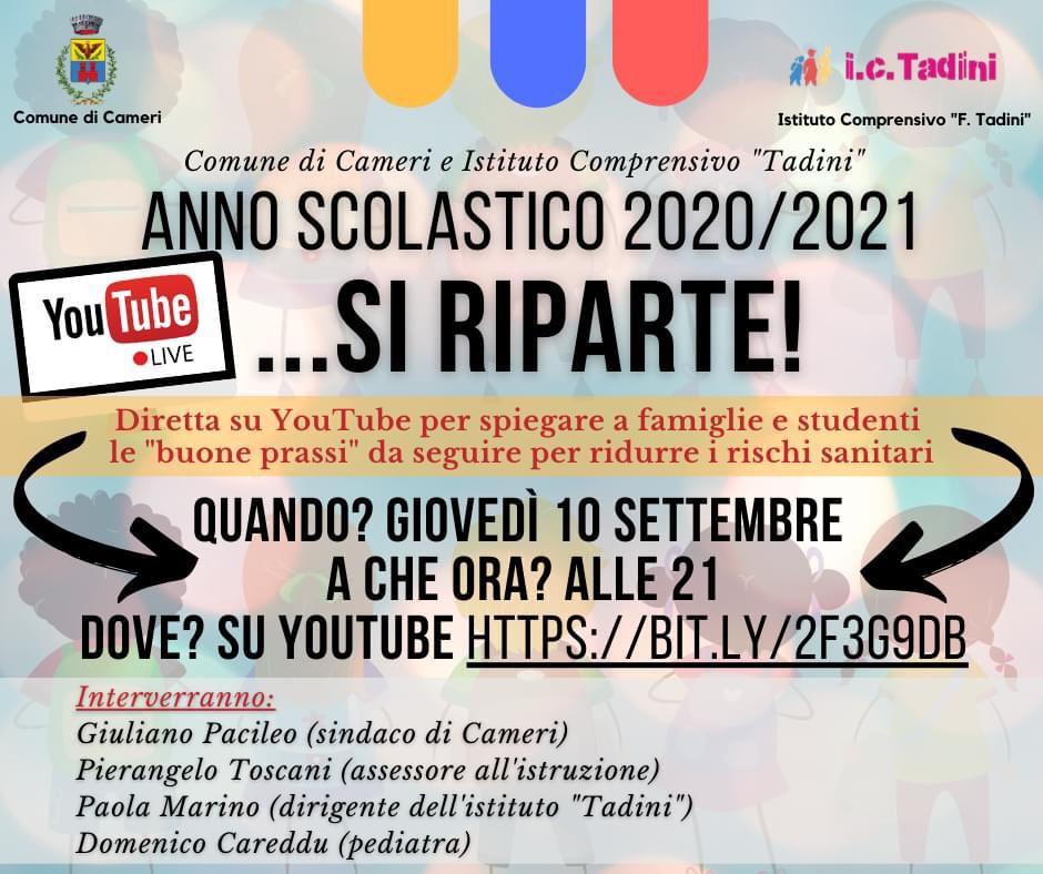 SCUOLA: DIRETTA SU YOUTUBE CON TUTTE LE "INFO" PER FAMIGLIE E STUDENTI