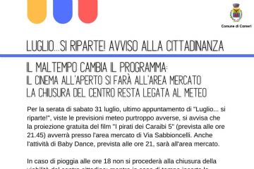 LUGLIO... SI RIPARTE! AVVISO ALLA CITTADINANZA