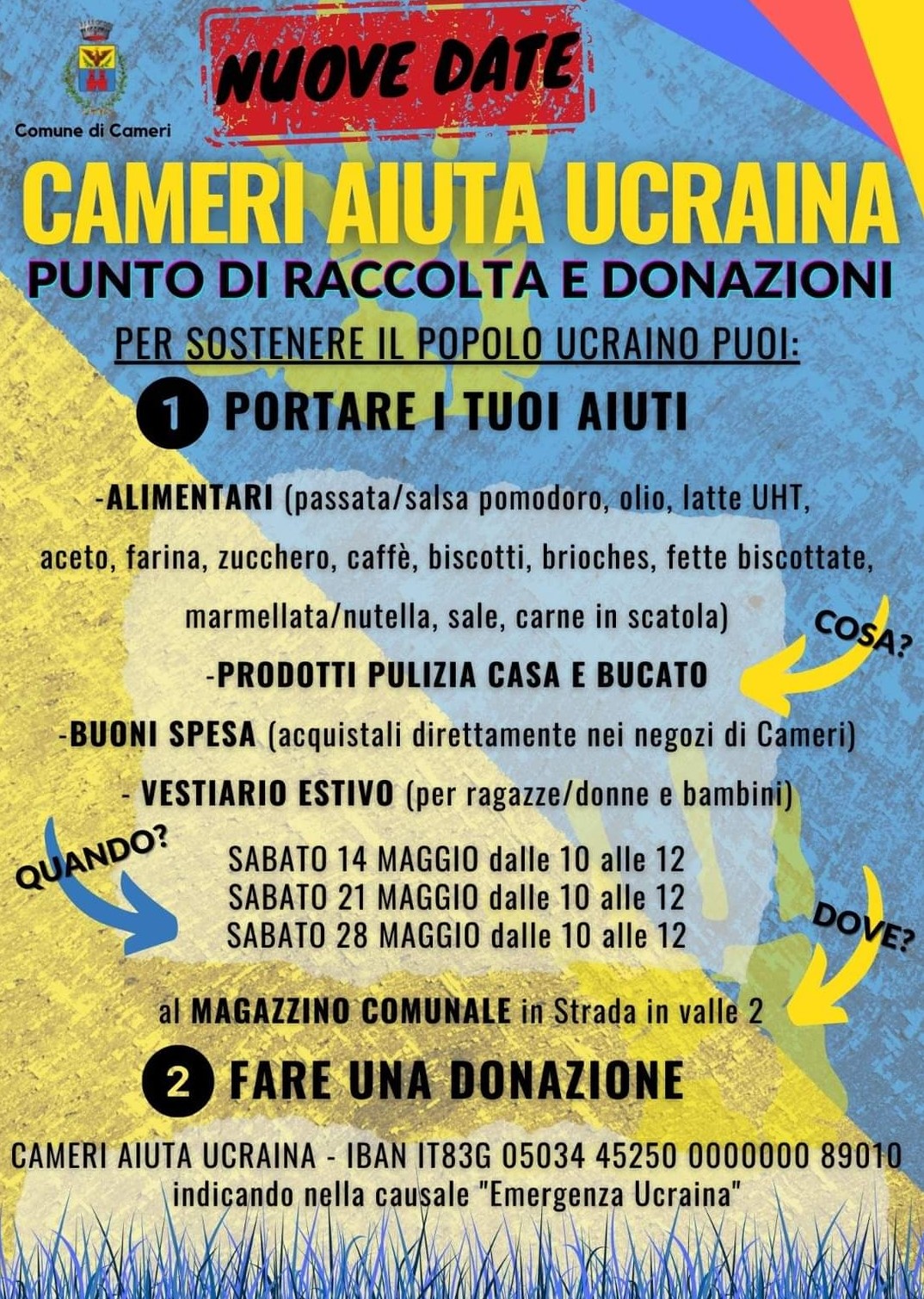 CAMERI AIUTA UCRAINA - PUNTO DI RACCOLTA E DONAZIONI