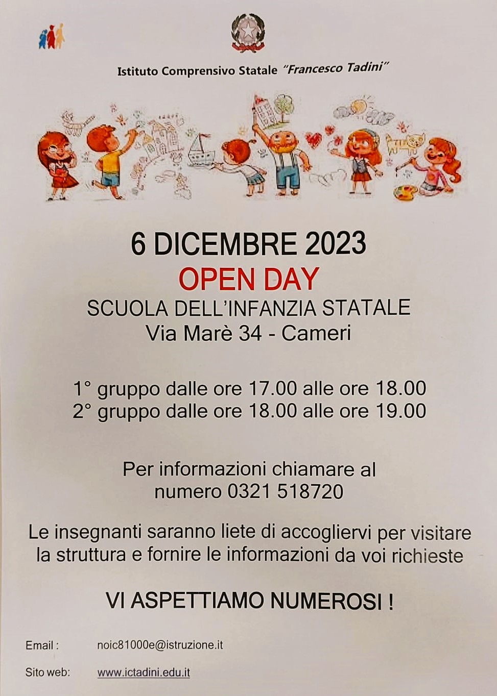 Open Day Scuola dell'Infanzia Statale - 6 dicembre 2023