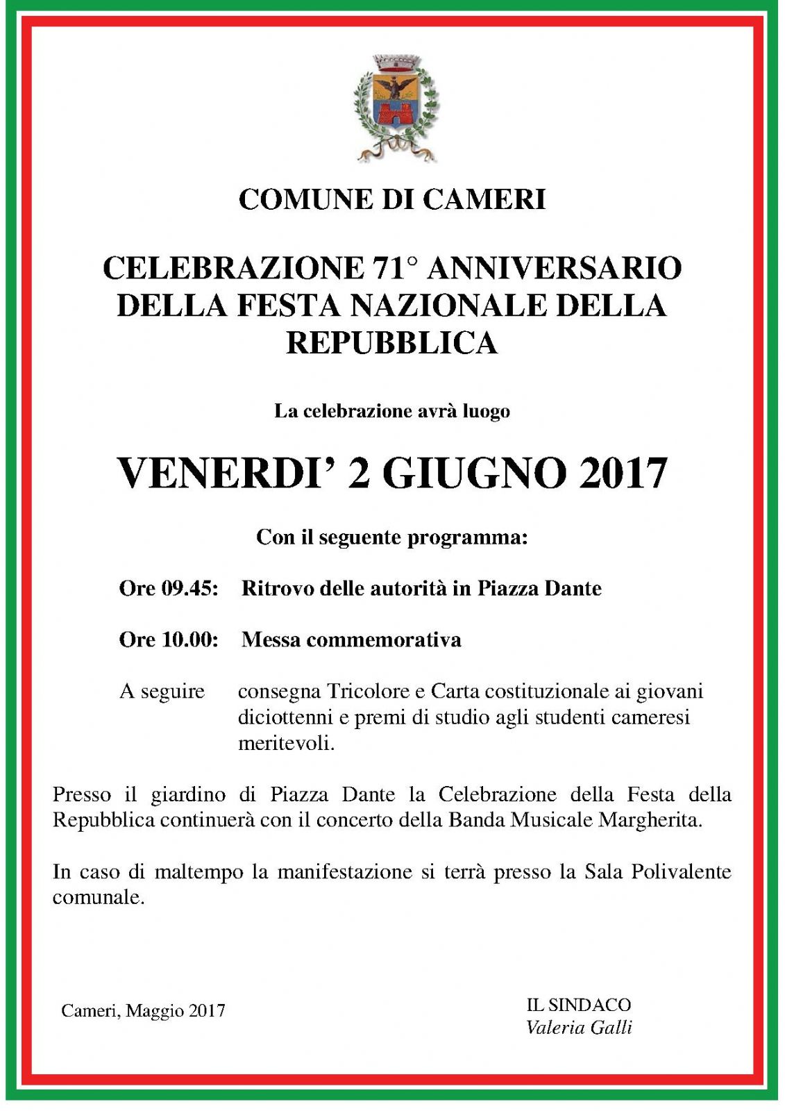 Celebrazione Festa Nazionale della Repubblica