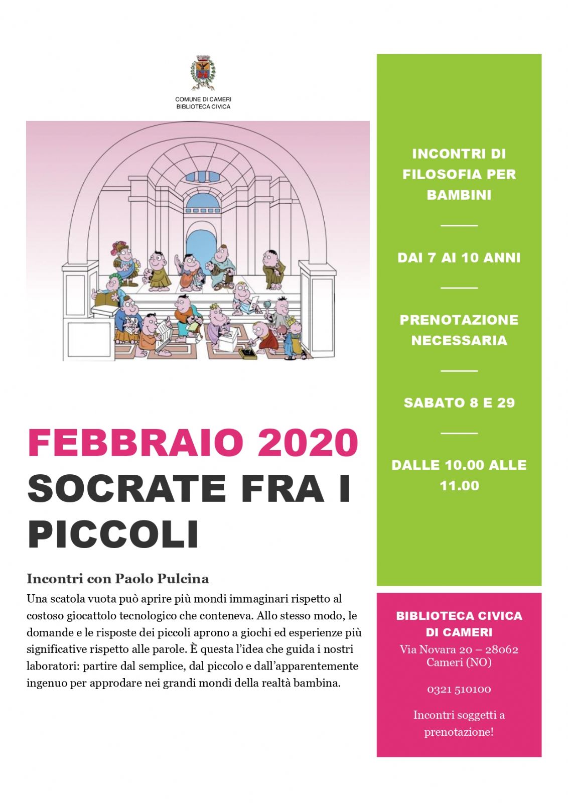 ***ANNULLATO*** Socrate fra i piccoli: incontri di filosofia per bambini