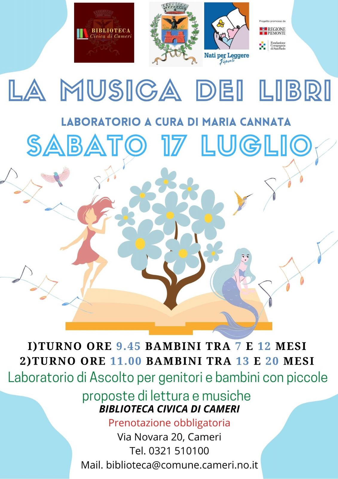 "La musica dei libri" Laboratorio per bambini - sabato 17 luglio