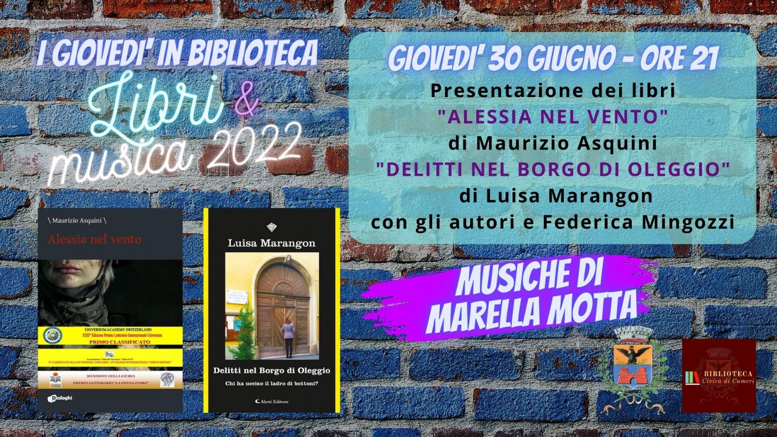 Maurizio Asquini e Luisa Marangon // incontro per "Libri & Musica", con Marella Motta