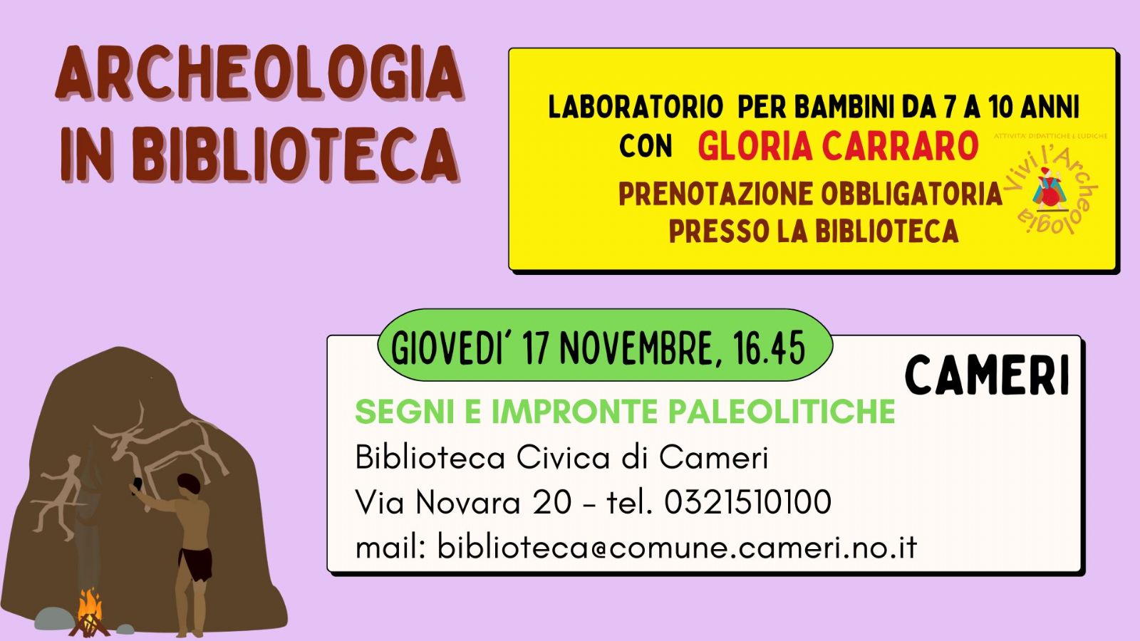 Cameri - Archeologia in Biblioteca con Gloria Carraro // per bambini 7-10 anni