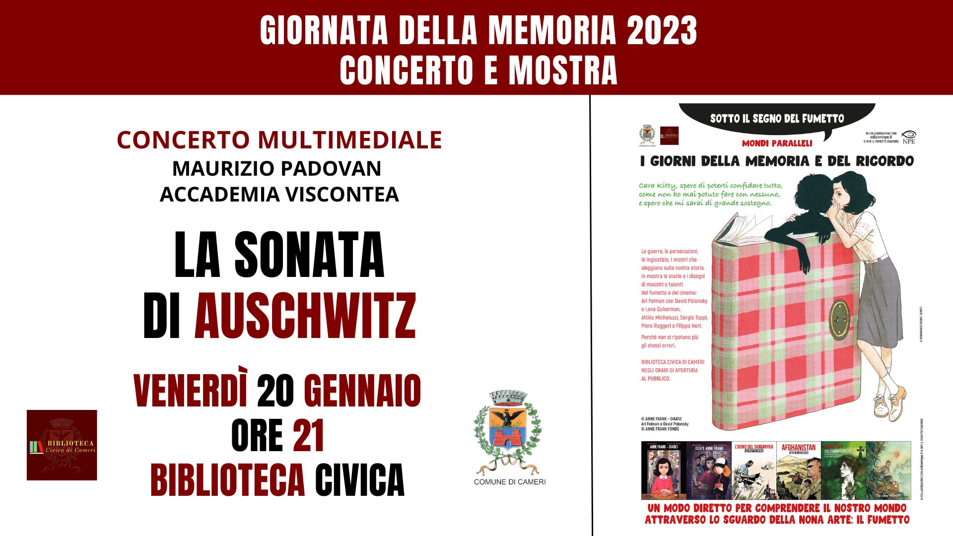 La sonata di Auschwitz // concerto per la Giornata della Memoria, con mostra fumetto d'autore in Biblioteca