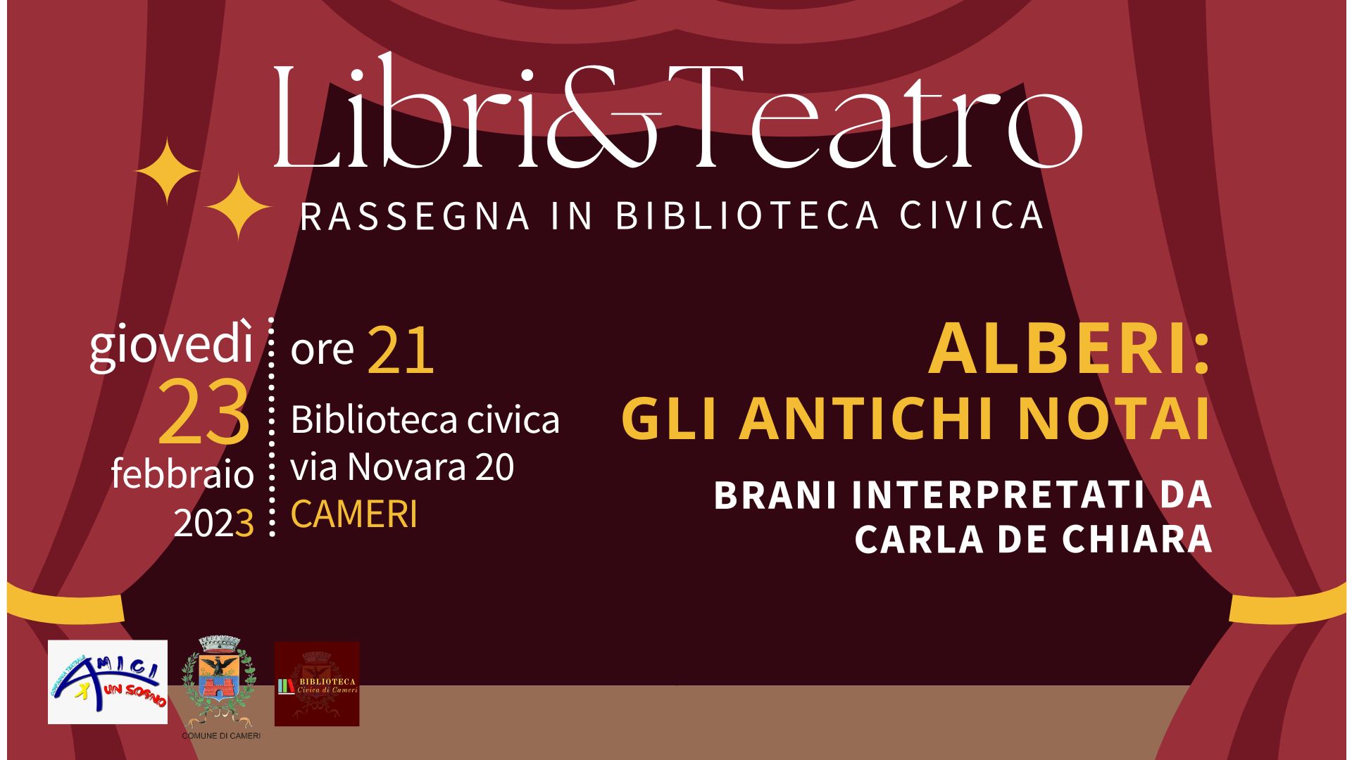 "Alberi: gli antichi notai” // Rassegna "Libri&Teatro" con Carla de Chiara in Biblioteca civica