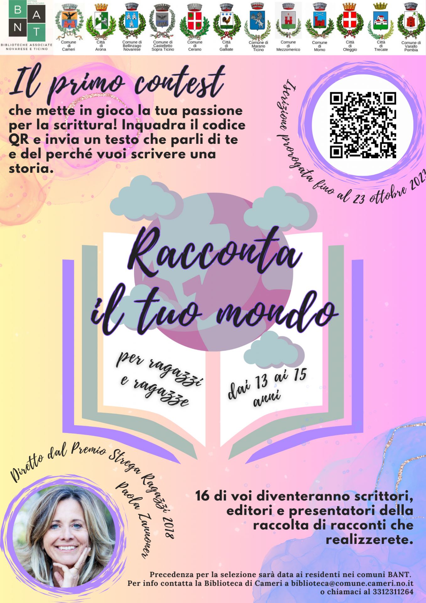CONTEST RACCONTA IL TUO MONDO: PROROGA ISCRIZIONE FINO AL 23/10/2023